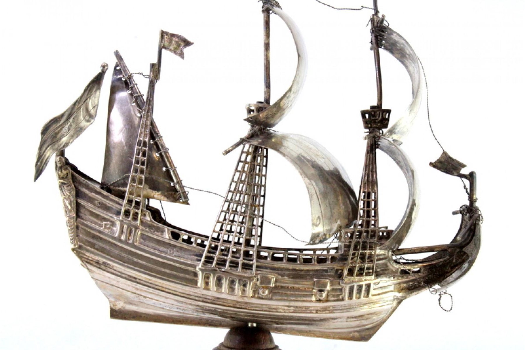 Silver Ship with Masts and Sails for sale at Pamono