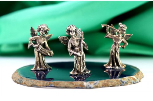 Angelic Scene in Silver with Application of Angels for sale at Pamono