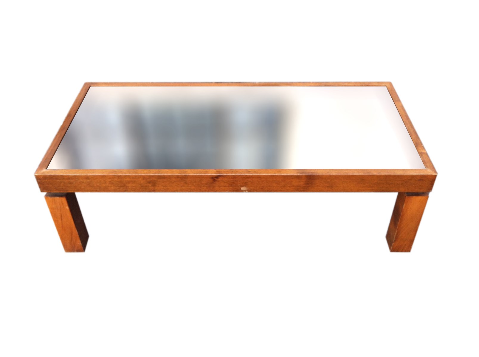 Vintage Coffee Wood Table With Black Mirrored Top
