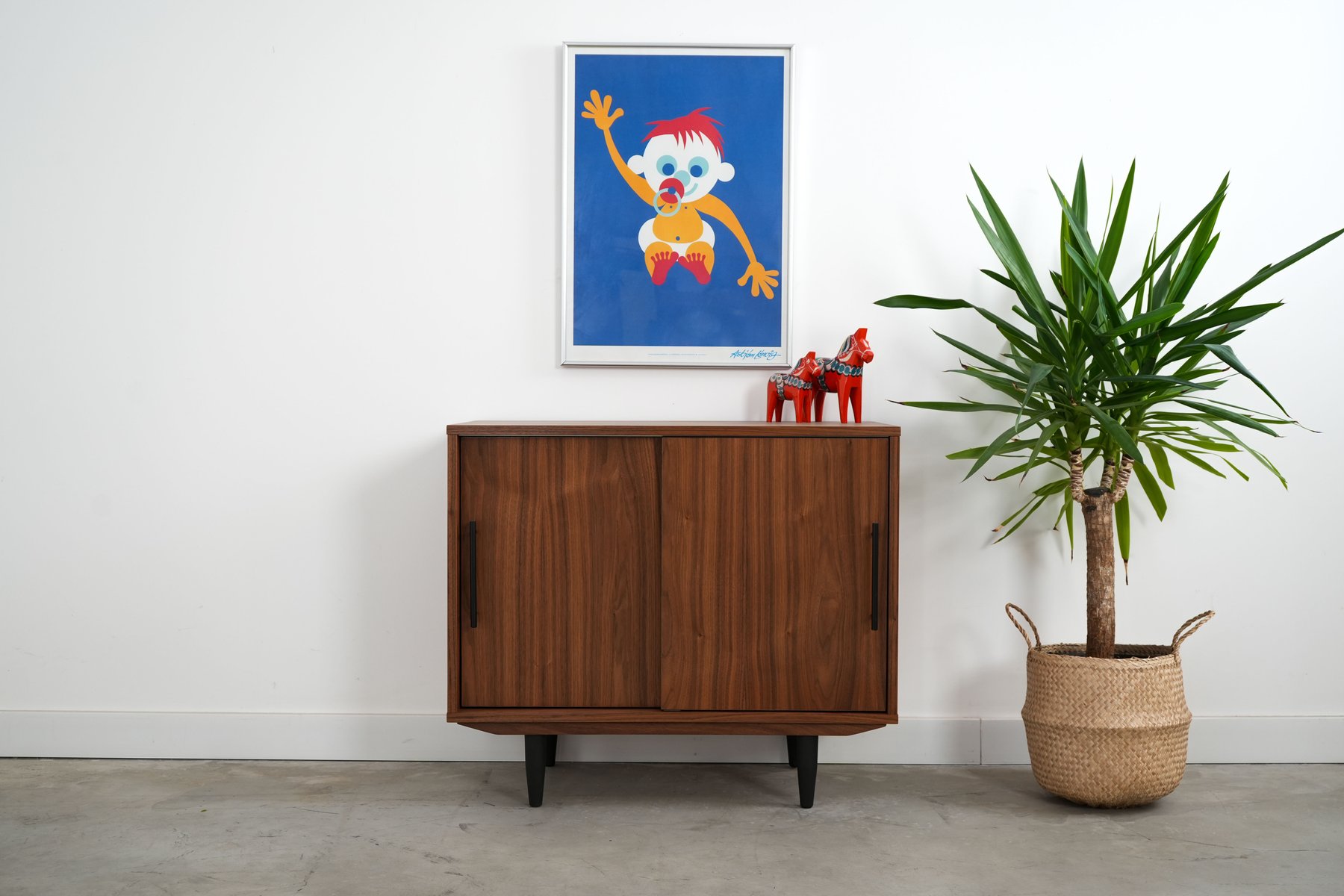 View of Vintage Scandinavian Walnut Cabinet for sale at Pamono