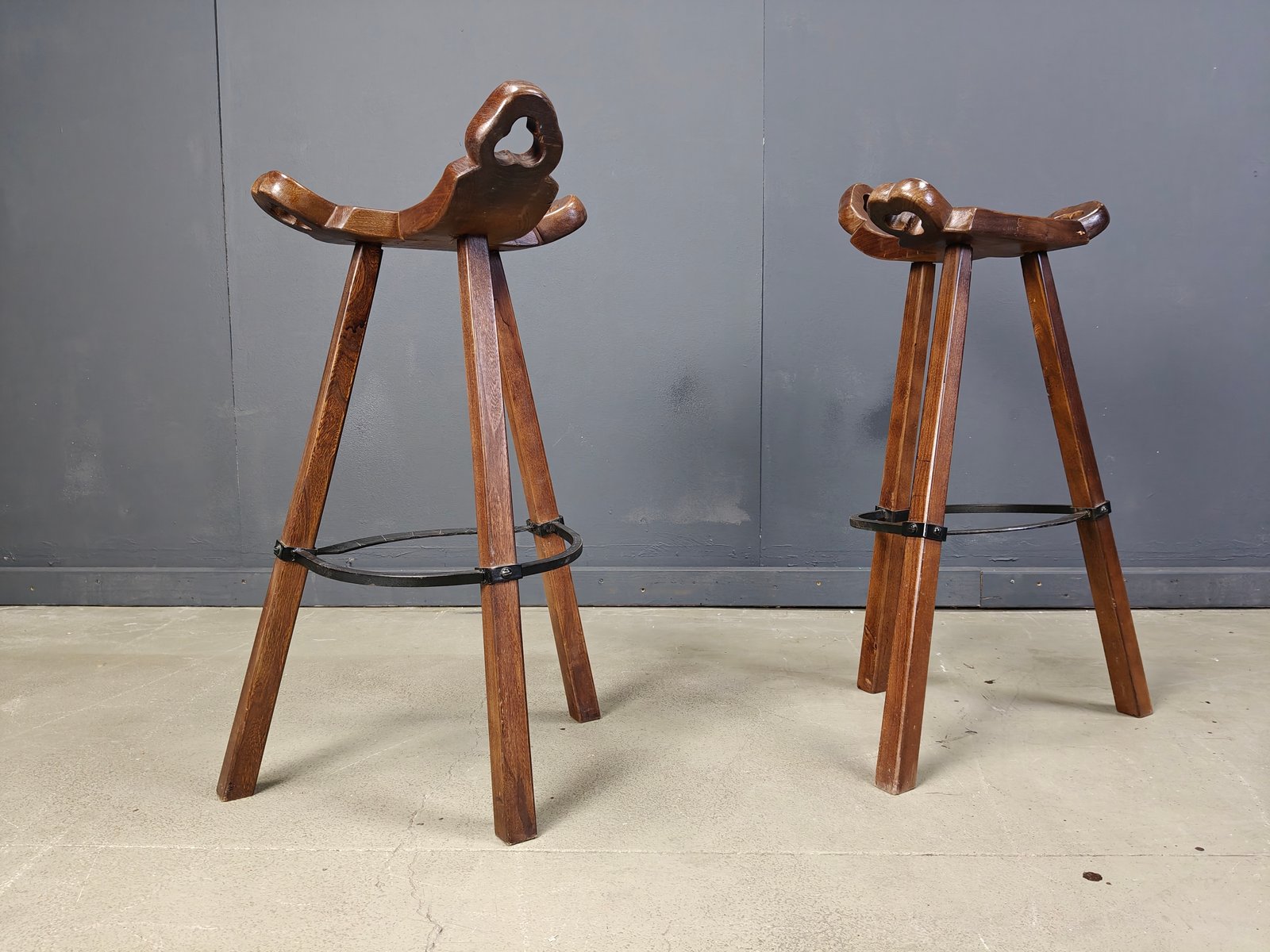Vintage Spanish Bar Stools, 1960s, Set of 2 for sale at Pamono