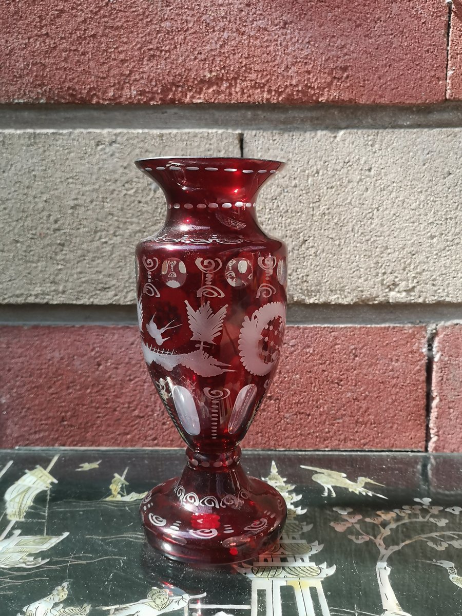 Ruby Red Crystal Vase for sale at Pamono