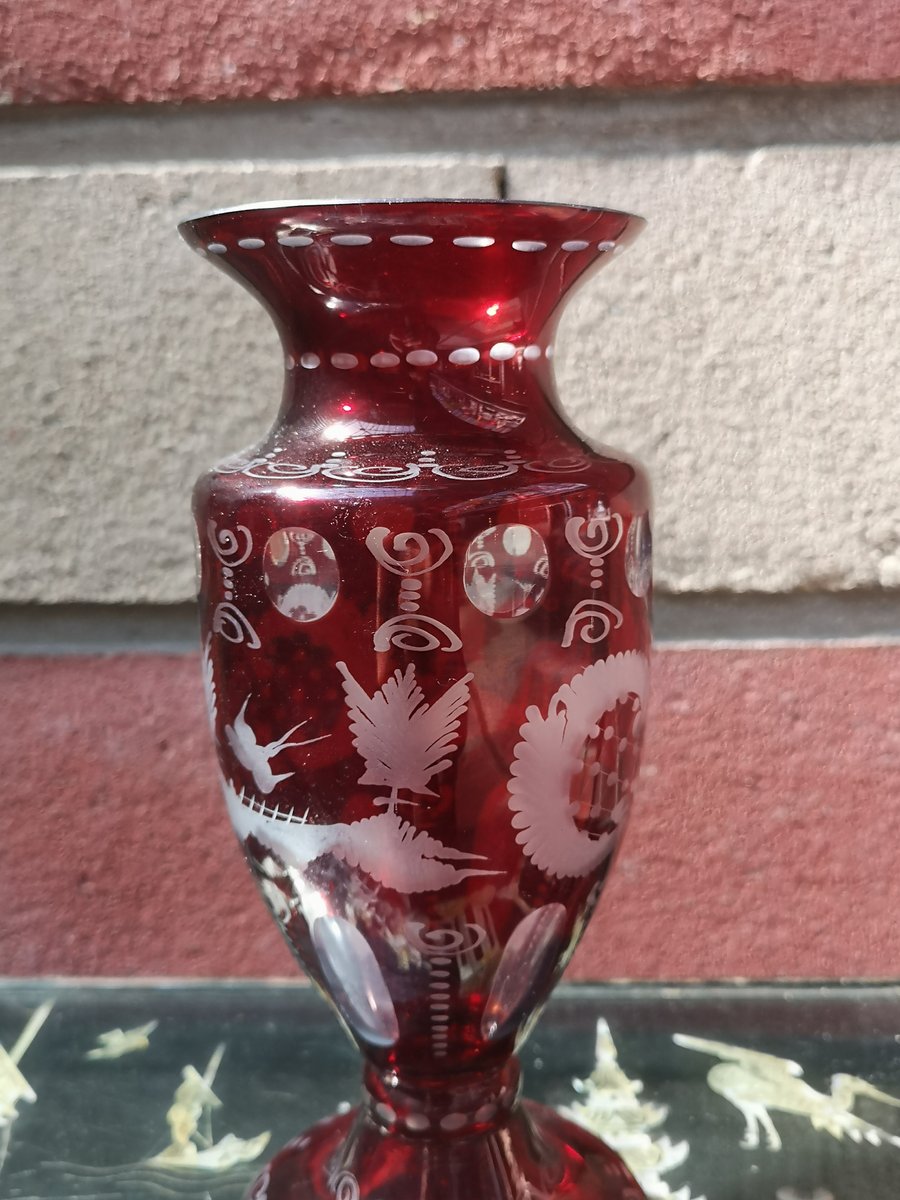 Ruby Red Crystal Vase for sale at Pamono