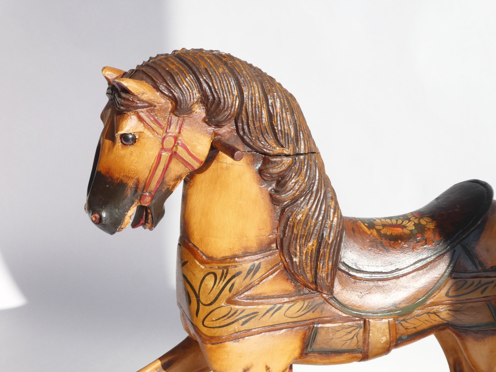 Antique Hand Painted Wooden Rocking Horse with Glass Eyes for sale at ...