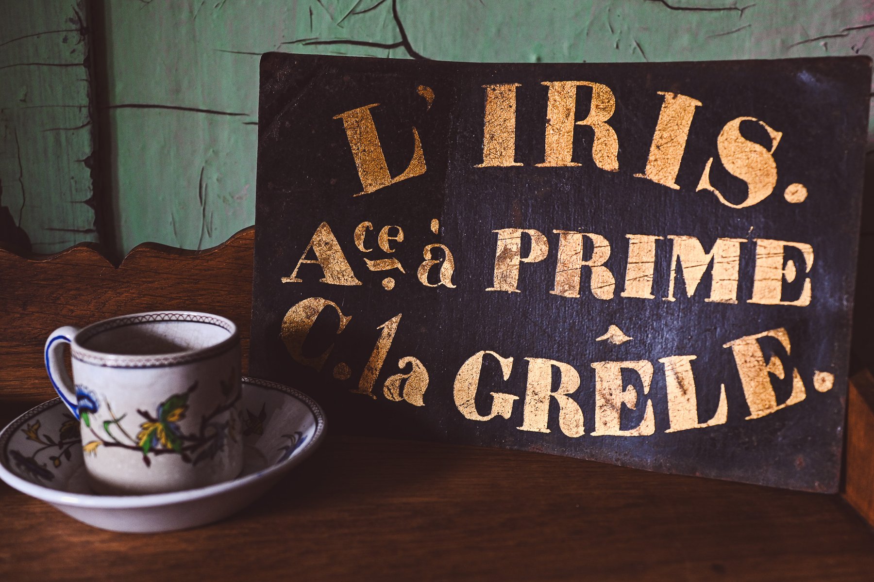 Antique Hand-Painted French Sign - Hail Insurance, 1890s for sale at Pamono