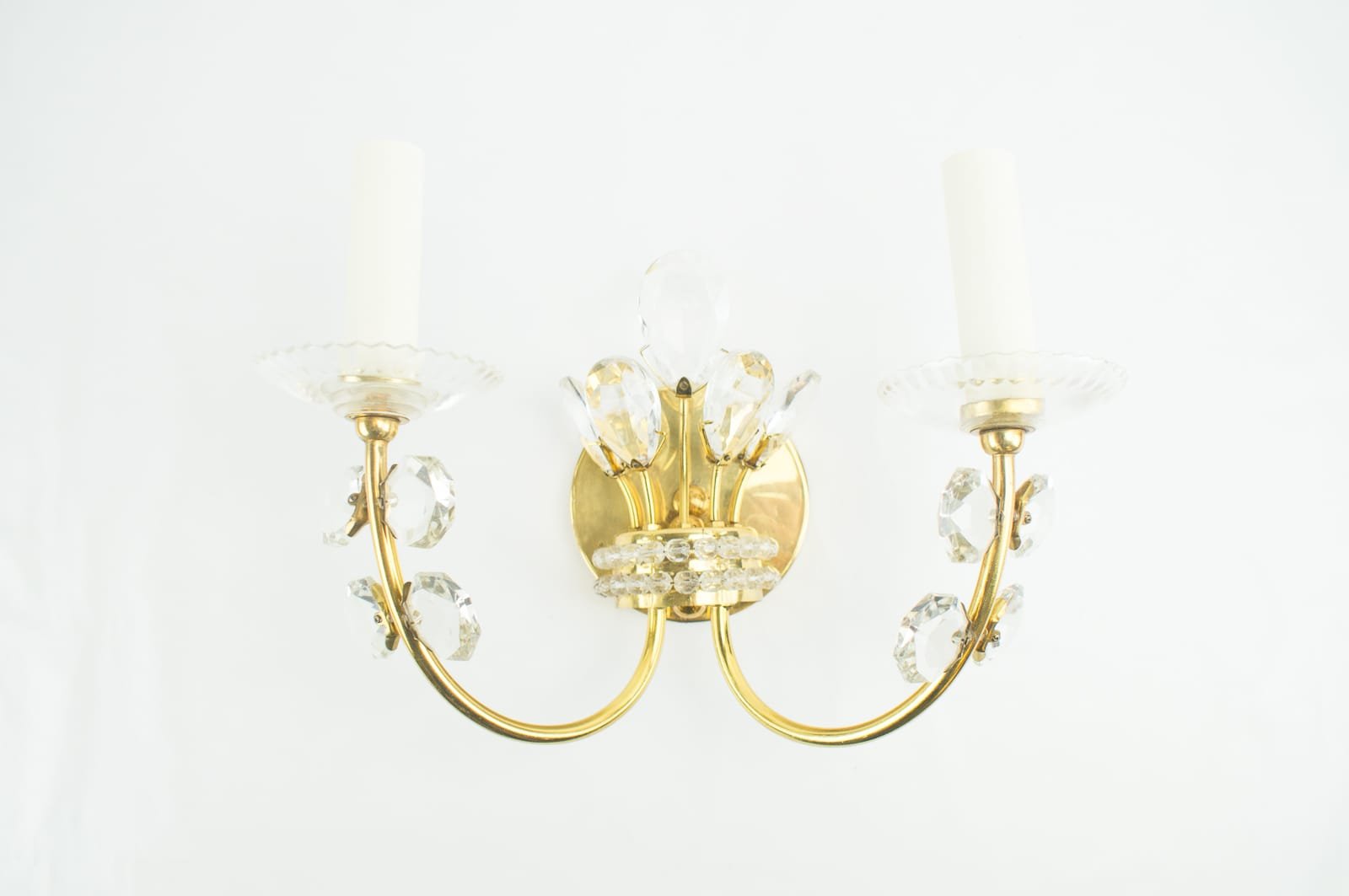 Goldene Kristall Wandleuchten 1960er 2er Set