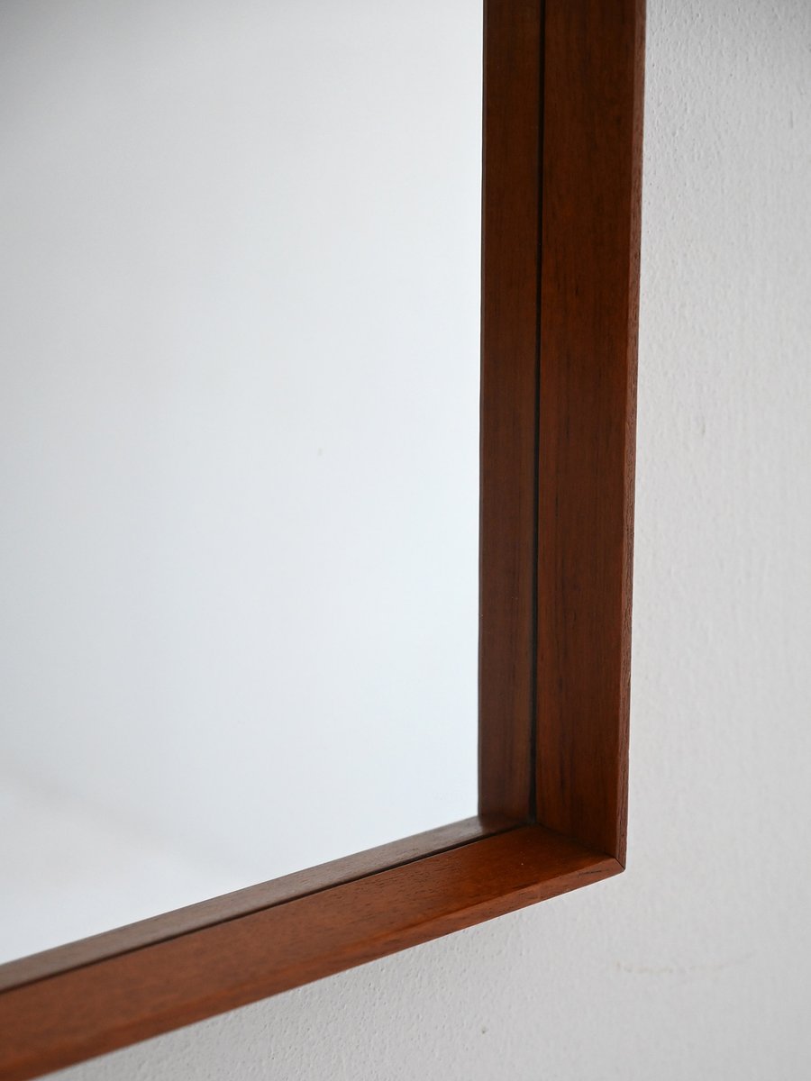 Vintage Rounded Rectangular Mirror Vintage Scandinavian Teak Rectangular Mirror, 1960s for sale at Pamono