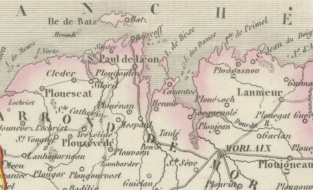 Map of Finistère France with Brest, 1800s for sale at Pamono