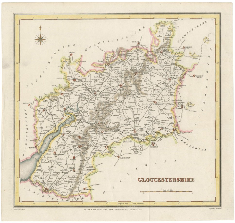 Map Of Gloucestershire By Samuel Lewis 1844 For Sale At Pamono map-of-gloucestershire-by-samuel-lewis-1844-for-sale-at-pamono