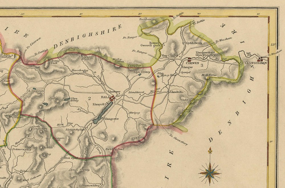 Map Of Merionethshire By Lewis 1844 For Sale At Pamono Map Of Merionethshire By Lewis 1844 For Sale At Pamono