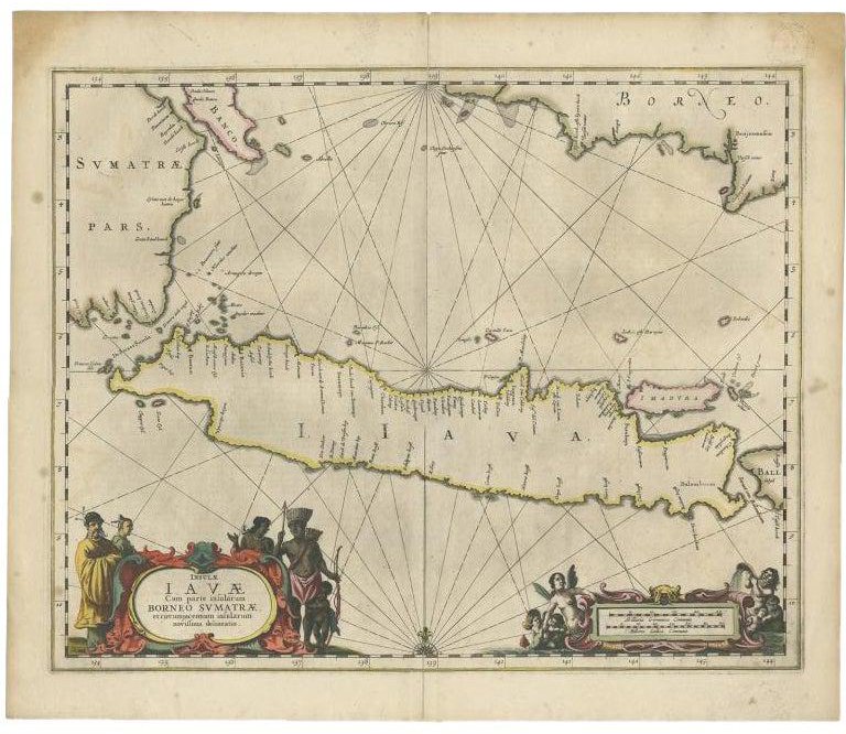 Antique Map of Java and Part of Borneo, Indonesia, 1657 for sale at Pamono