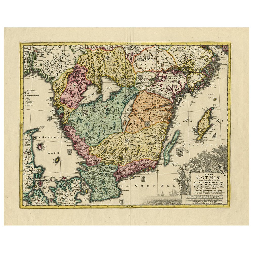 Antique Map of Southern Sweden by Covens & Mortier, 1720 for sale at Pamono