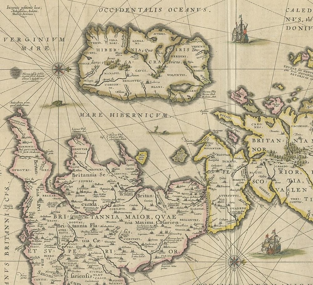 Antique Map of the Ancient British Isles by Janssonius, 1640 for sale ...