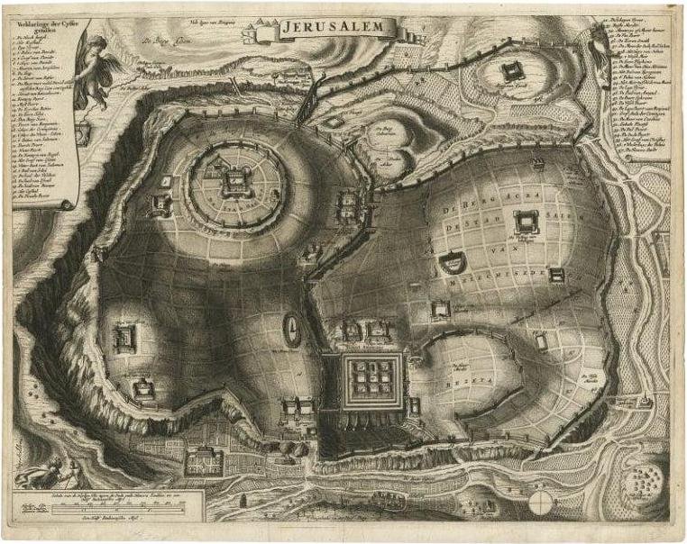 Antique Detailed Map of Jerusalem, 1698 for sale at Pamono