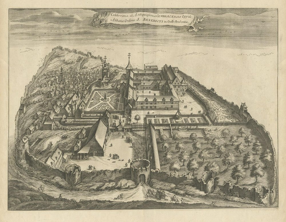 Sanderus, Illustration of the Benedictine Abbey of Gembloux, Belgium ...