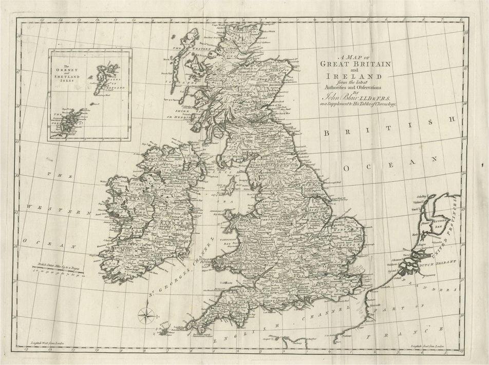 Large Antique Map of the British Isles for sale at Pamono