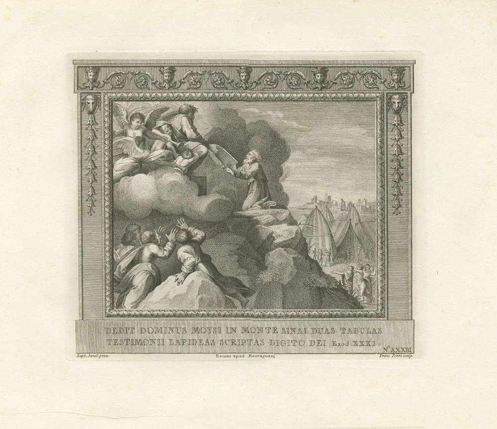 Mose Raphael Solidum Pozzi after Raphael, Religion Illustration of Moses on Mount Sinai ...