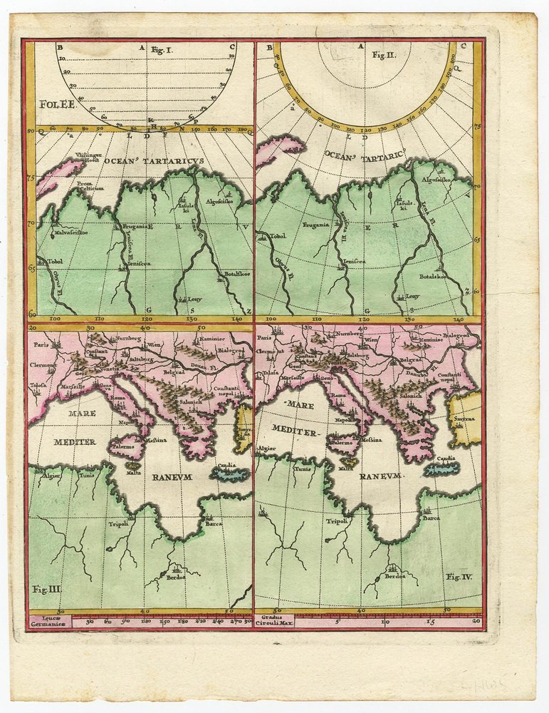 Curious Map of the Laptev Sea Arctic Ocean and the Mediterranean, 1700 ...