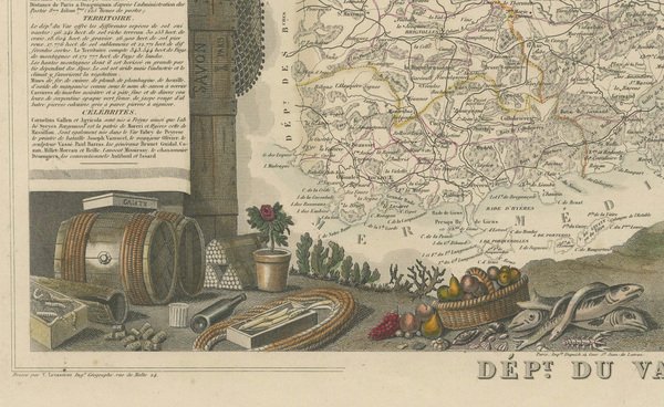 Illustrated Map of the Var Department from Atlas National Illustré ...