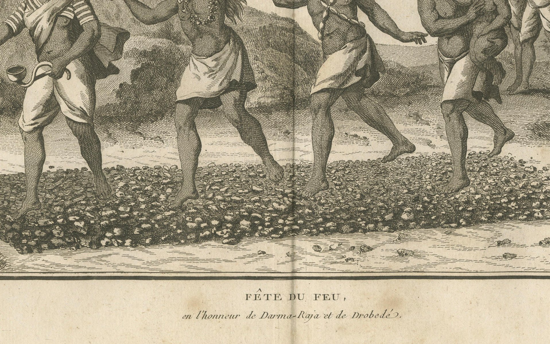Poisson, Hindu Fire-Walking Ceremony in Honor of Dharma Raja, Engraving ...