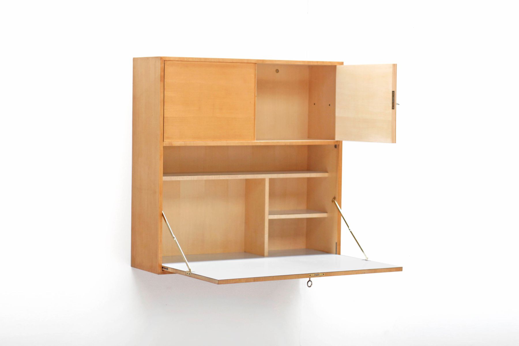 Console murale mid century en merisier 1950s