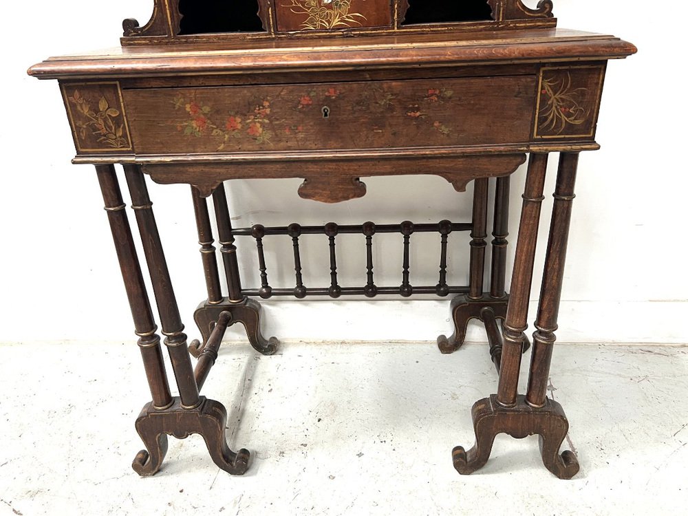 Wooden Stepped Desk with Pyrography, 19th Century for sale at Pamono