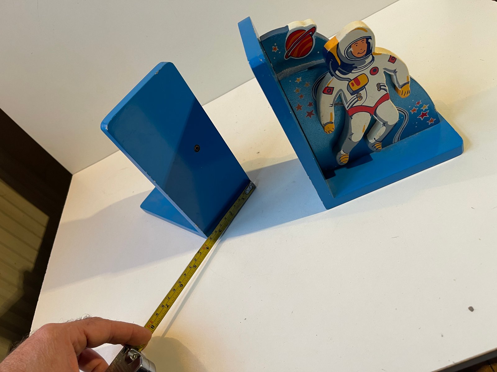 Rocket Bookends Vintage Astronaut and Rocket Bookends in Lacquered Wood, 1980s, Set of ...