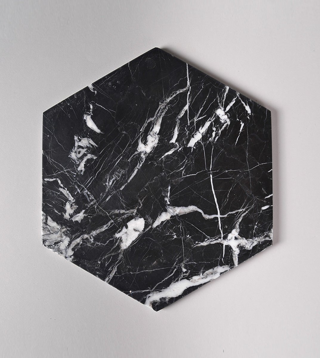 Black Marble Hexagon Plate