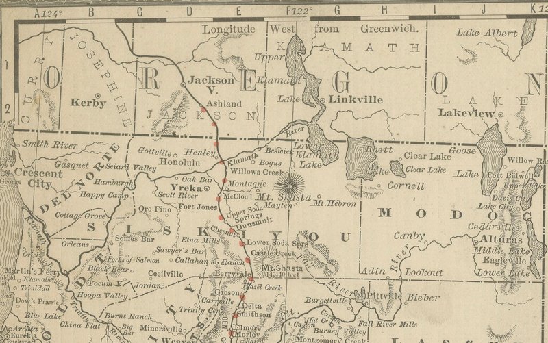 California Map of The Golden States Railroads and Cities and Counties ...