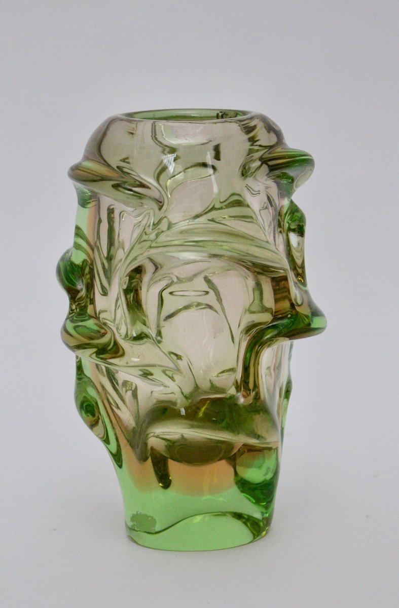 Vintage Czech Glass Vase by Jan Beranek for Skrdlovice, 1960s for sale
