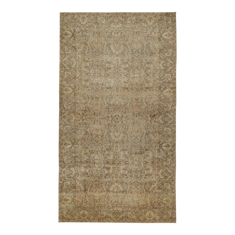Antique Kerman Middle Eastern Rug with Gold and Blue Floral Pattern for ...