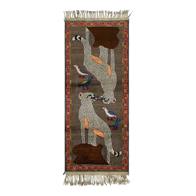 Vintage Middle Eastern Gabbeh Runner Rug with Tribal Animal Pictorials ...