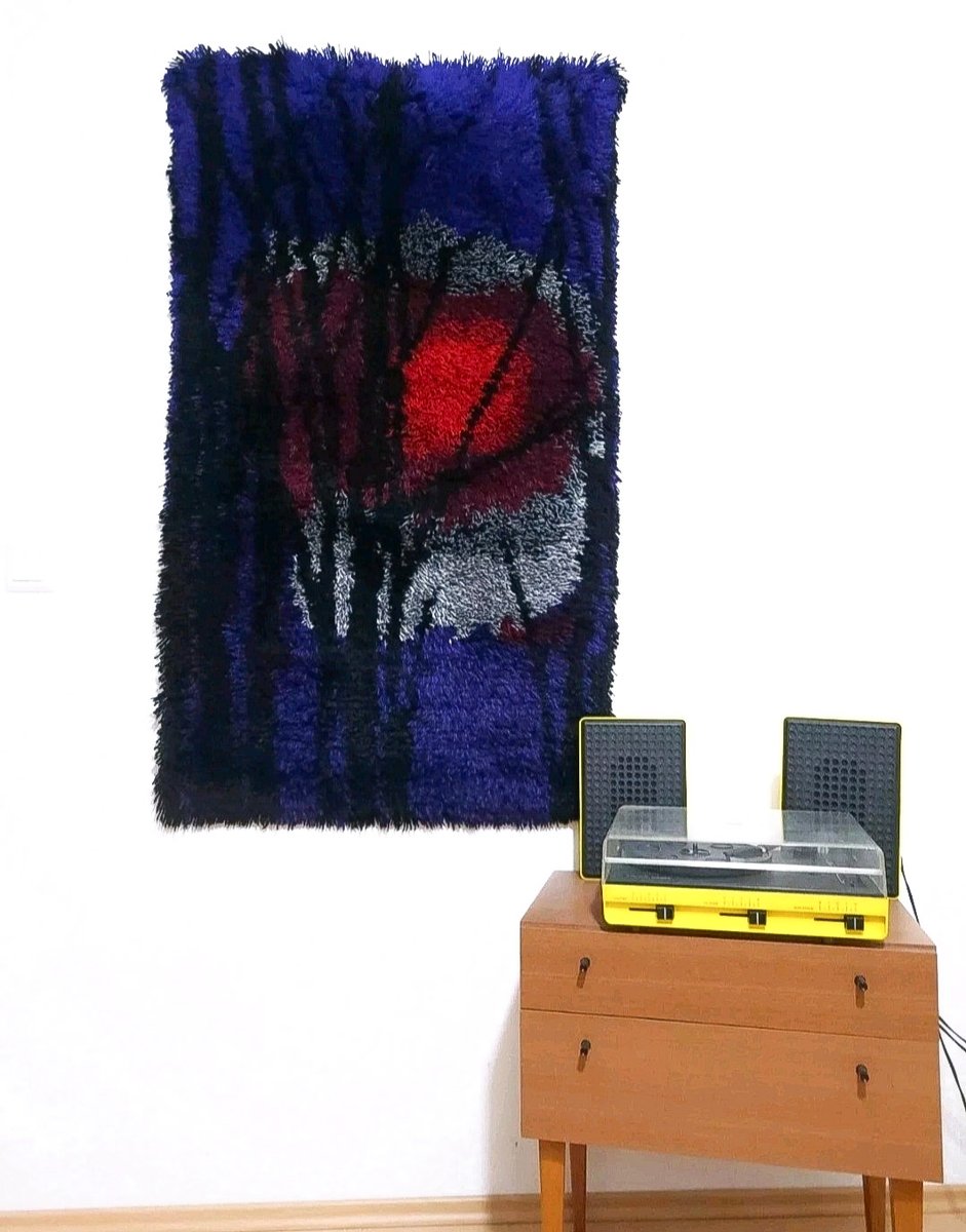 German Modern Rug Mid-Century Modern German Wall Rug in Wool, 1970s for sale at Pamono