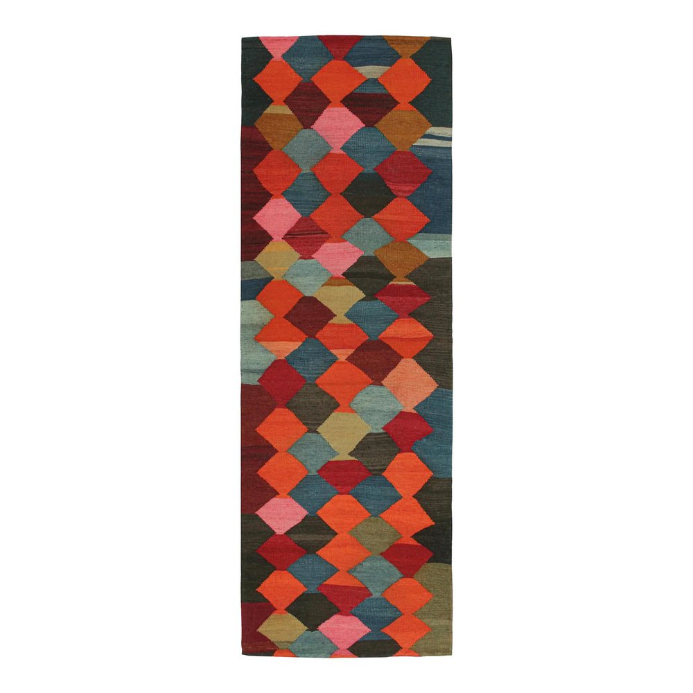 Vintage Middle Eastern Karadagh Kilim Runner Rug with Geometric ...