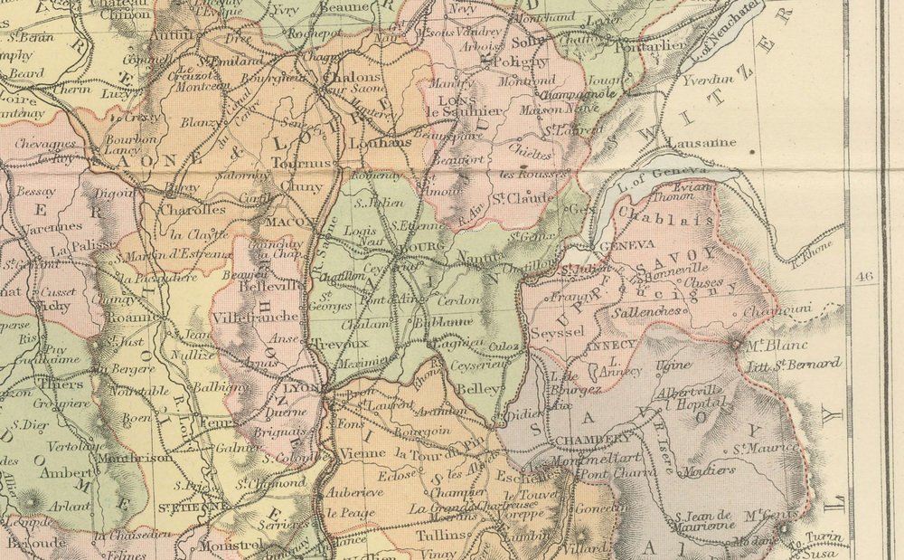 Antique Map of France, 1884 for sale at Pamono