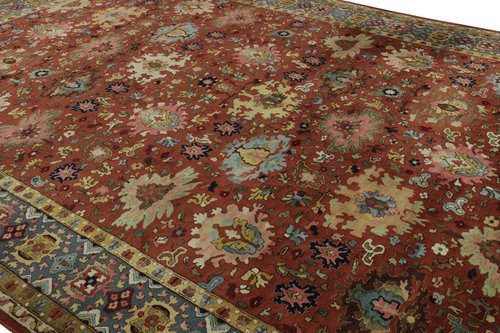 German Tetex Hooked Rug in Red with Floral Medallions for sale at Pamono