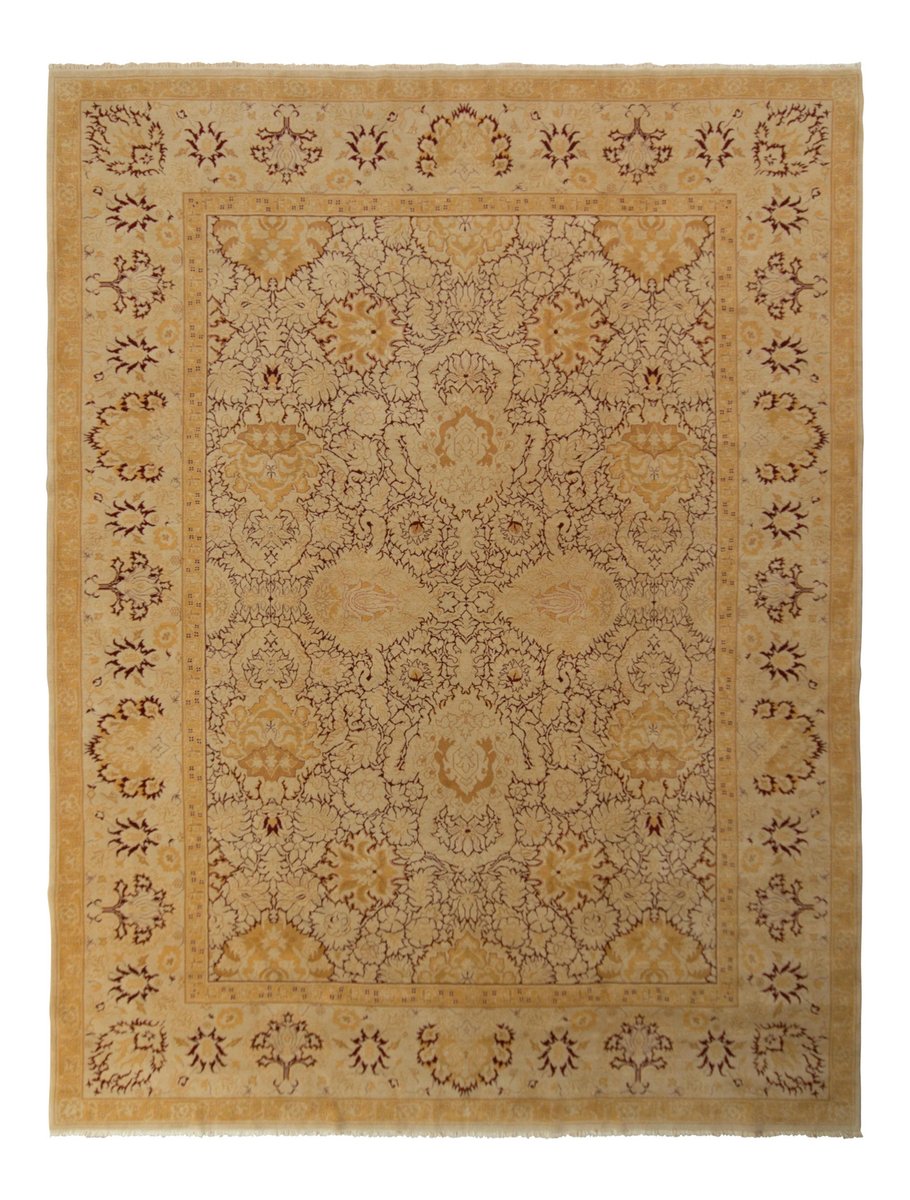 Vintage Agra Style Rug in Beige with Floral Pattern for sale at Pamono
