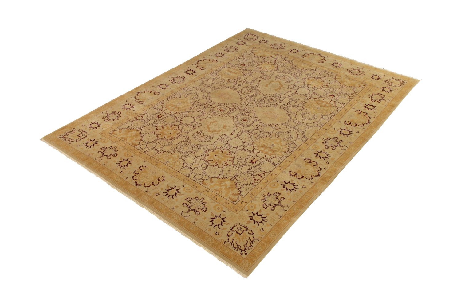 Vintage Agra Style Rug in Beige with Floral Pattern for sale at Pamono
