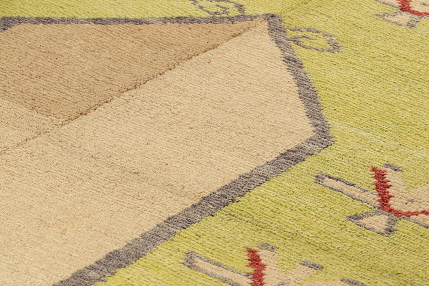 Vintage Tulu Rug in Chartreuse with Geometric Patterns for sale at Pamono
