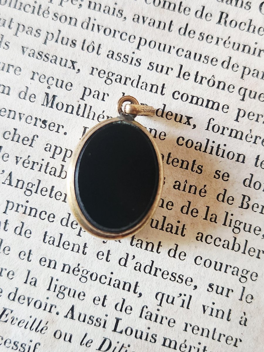 French Victorian Onyx Maritime Lucky Charm Locket with Gold-Filled ...