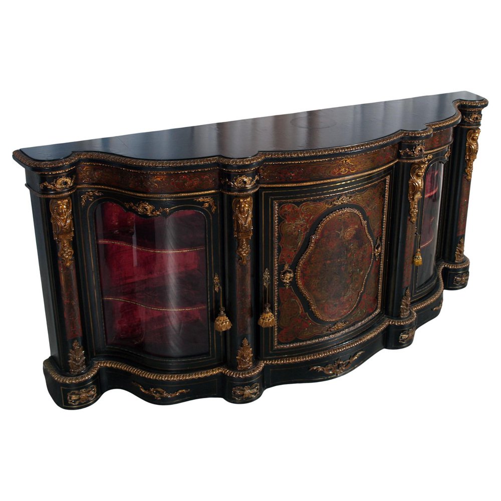 French Boulle Style Sideboard with Brass Inlay and Gilt Bronze Mounts ...