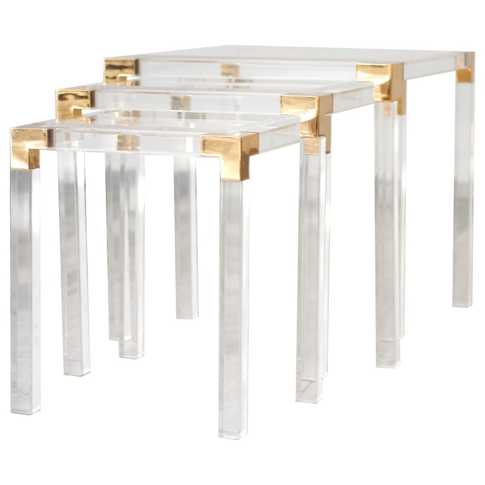 Vintage French Acrylic Nesting Tables, 1980s, Set of 3 for sale at Pamono