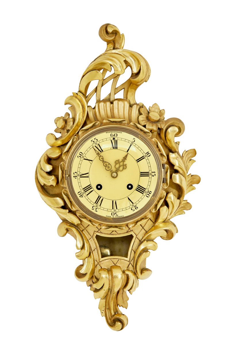 Retro Rococo Clock Vector Mid-Century Swedish Rococo Revival Carved Gilt Clock, 1950s for sale at ...
