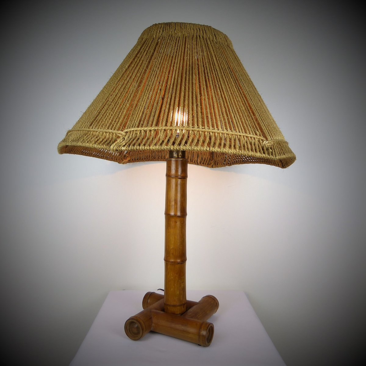 Bambus Lampe Mit Leuchte Aus Seil 1950er Bei Pamono Kaufen