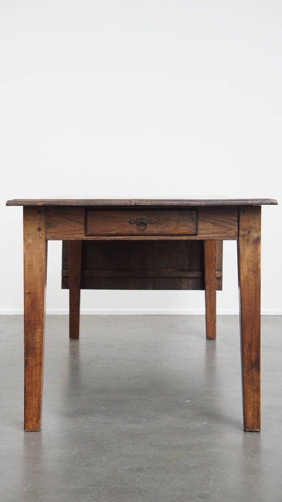 Antique Oak Dining Table with a Fold-Out Leaf on One Side, Early 1900s ...