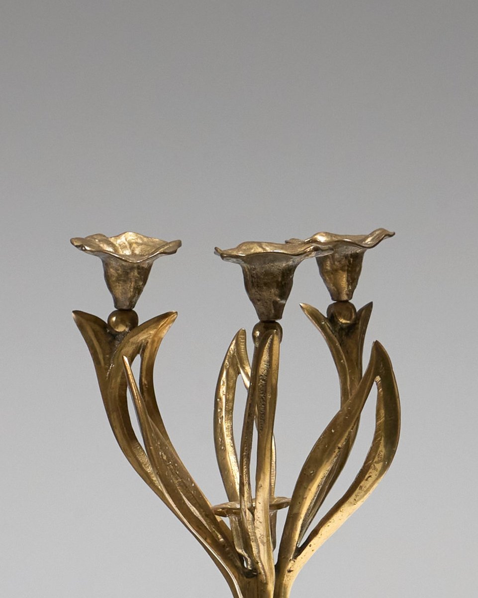 3 BRAS BOUGEOIR de PIANO BRONZE ART NOUVEAU début XXe Collection déco D Doré