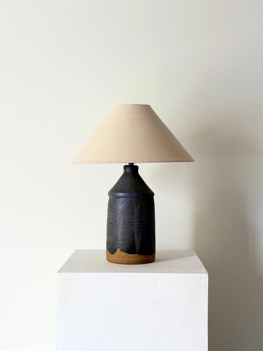 Britische Vintage Studio Lampe aus Keramik in Mitternachtsblau, 1950 ...