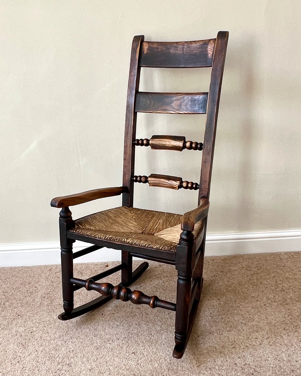 Antique Georgian English Oak Ladderback Rocking Chair, Mid-18th Century ...