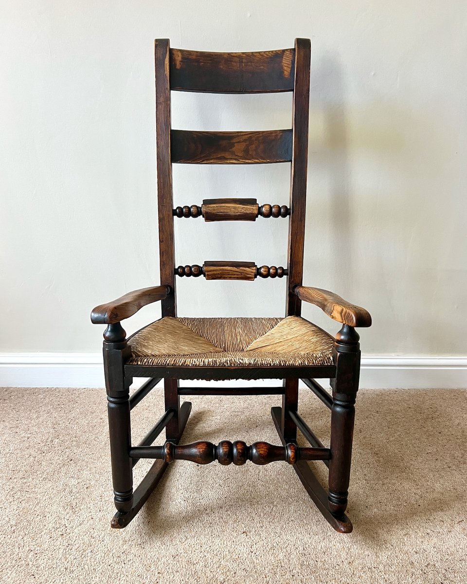 Antique Georgian English Oak Ladderback Rocking Chair, Mid-18th Century ...