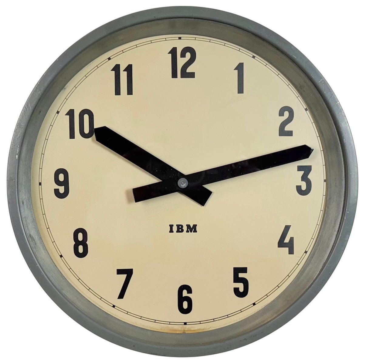 Industrial Grey Factory Wall Clock from IBM, 1950s for sale at Pamono